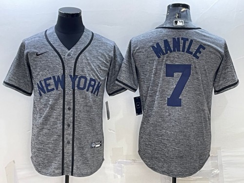 Men's New York Yankees #7 Mickey Mantle Gray Cool Base Stitched Jersey